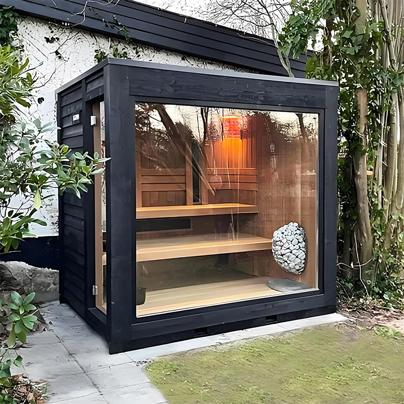 Comfortable Commercial Prefabricated Outdoor Personal Sauna Single Wooden Wet Steam Sauna Room with Modern Design