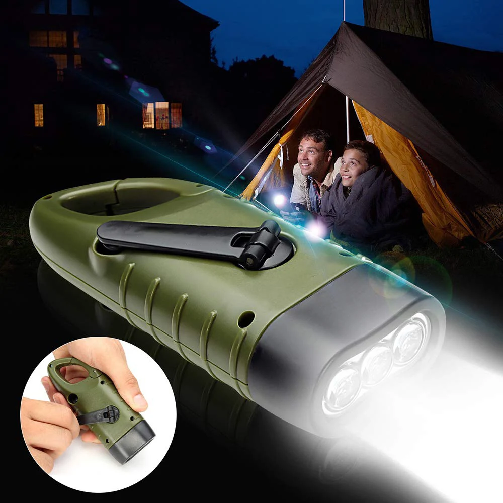 Mini Emergency LED Solar Hand Crank Dynamo Flashlight Rechargeable LED Night Light Charging Powerful Torch For Outdoor Camping