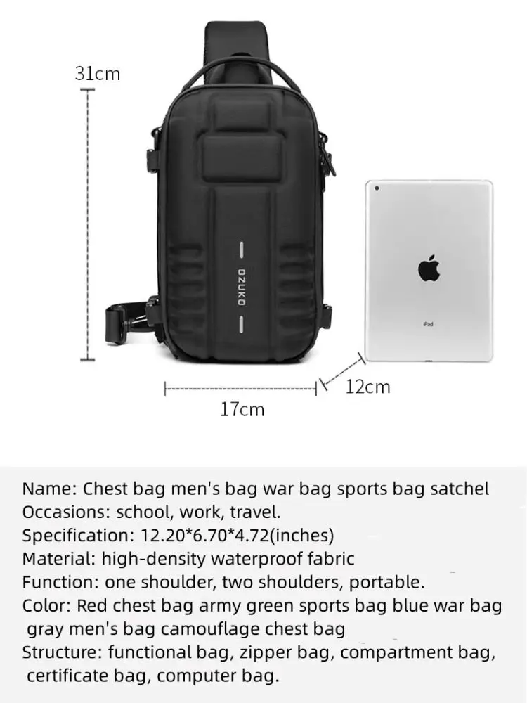 Fashion New Hard Shell Chest Bag Sports Men\'s Shoulder Bags OutdoorTactical Knight Handsome Man Bag