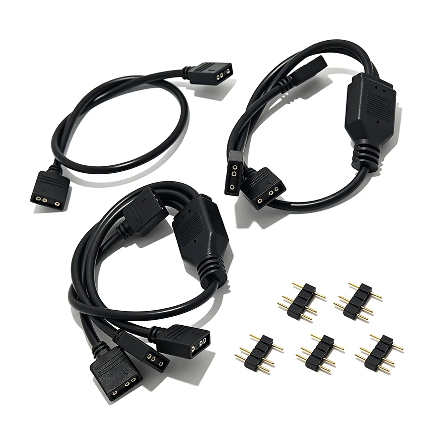 30CM 3PIN 5V Motherboard RGB SYNC Splitter 1 to 1 1-in-2 1to3 1-in-4 1 to 5 For Computer HUB Transfer Extension Cable