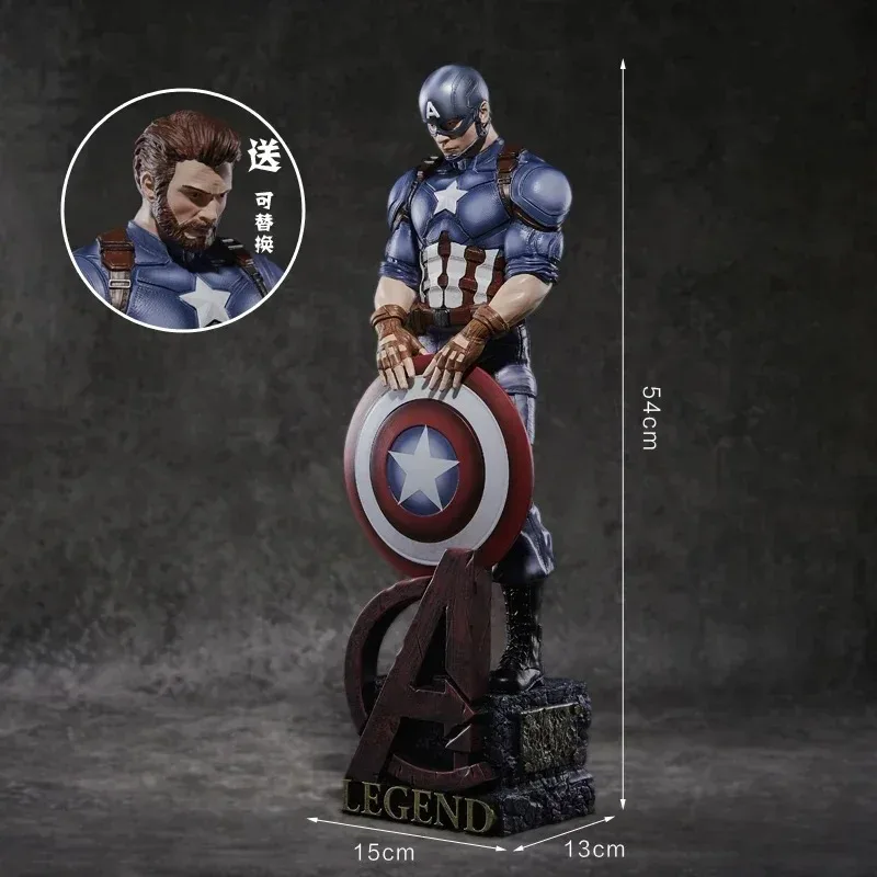 

54cm Marvel Legends Anime Captain America Figure Avengers Exquisite decoration Pendant Collection Model Desktop Decor Boys Gifts