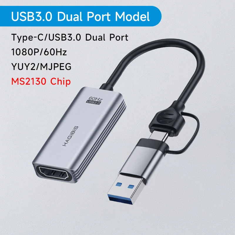 Hagibis USB 3.0 Video Capture Card HDMI-compatible to USB/Type-c