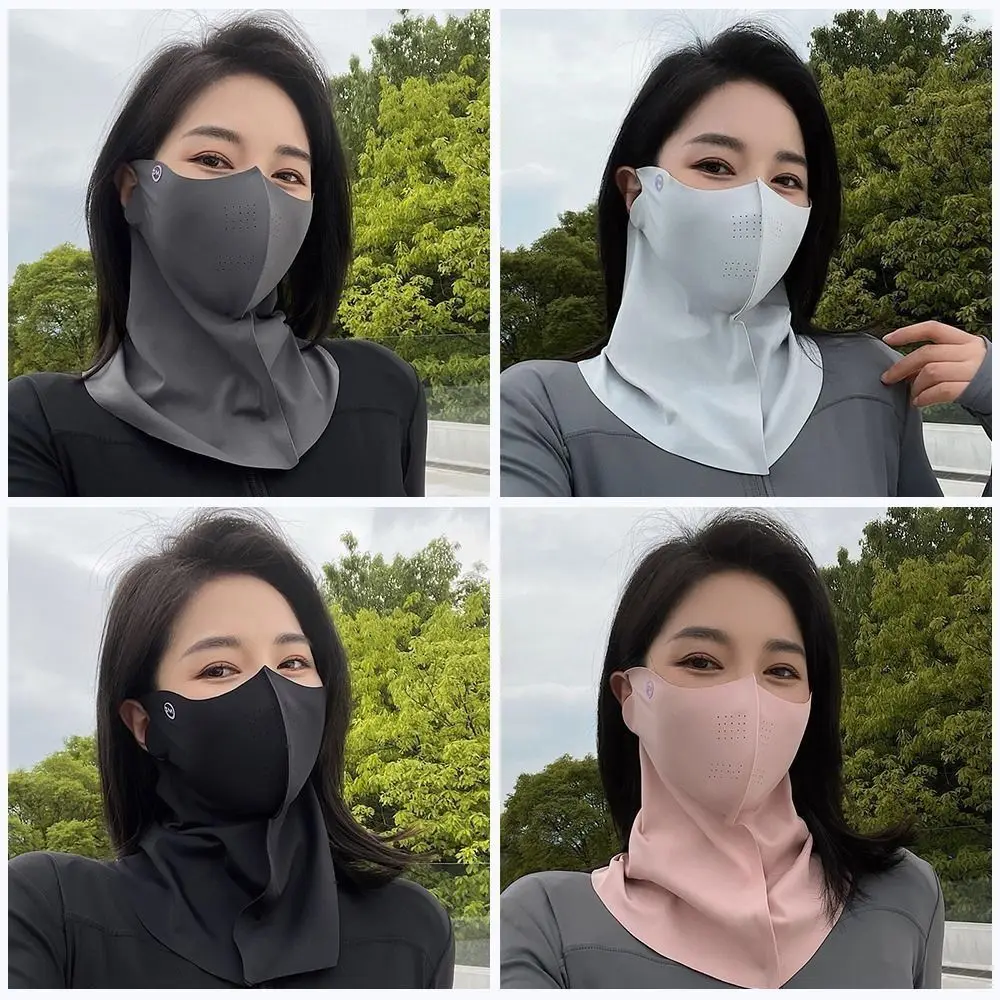 UPF50+ Sun Protection Mask Fashion 3D Ice Silk Anti-UV Neck Scarf Sunscree Dustproof Sunshade Face Mask Outdoor