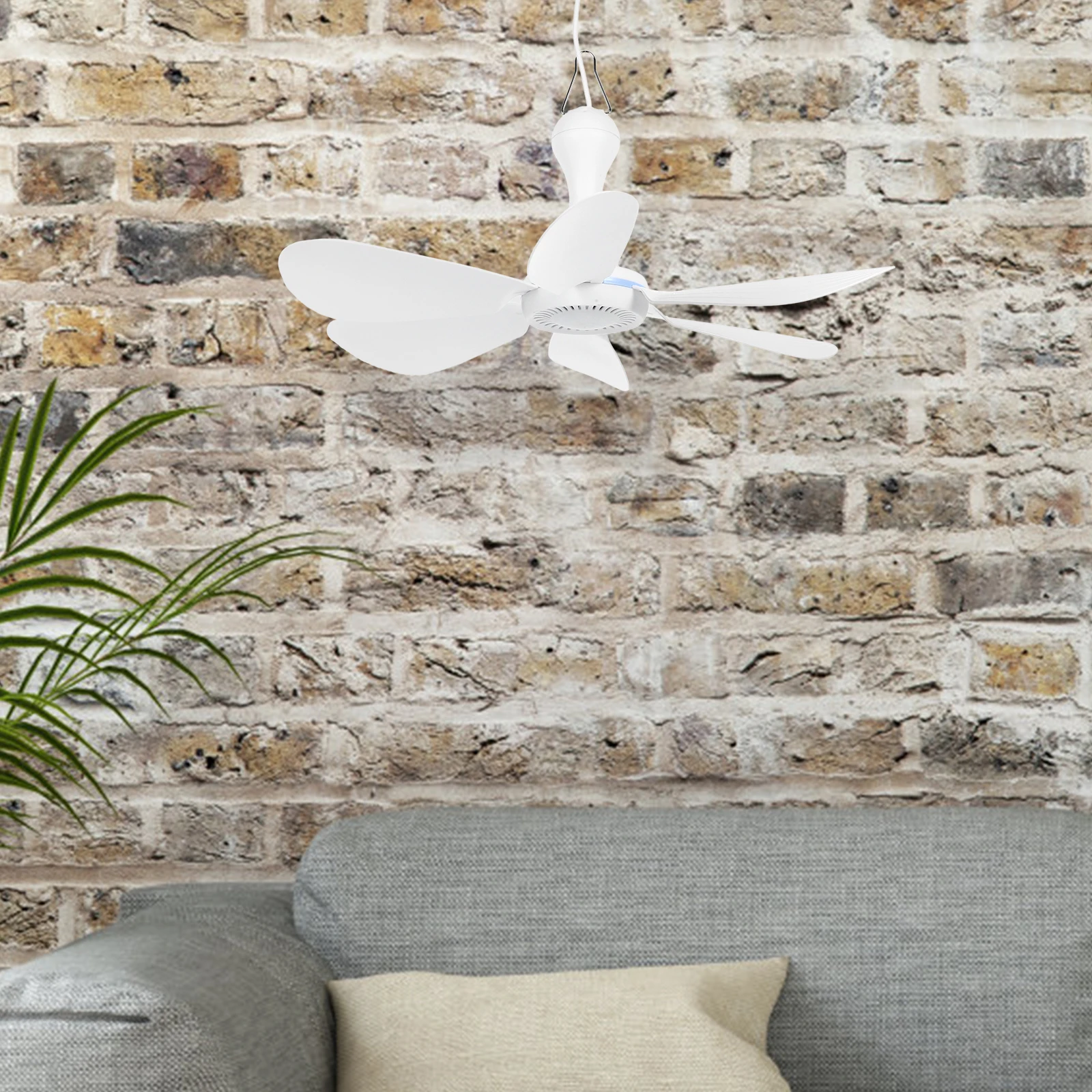 

Six Leaf Ceiling Fan Portable Mini Plastic Fans Camping Ceiling Fan for Bed Tent Camping Hanging Outdoor Cooling