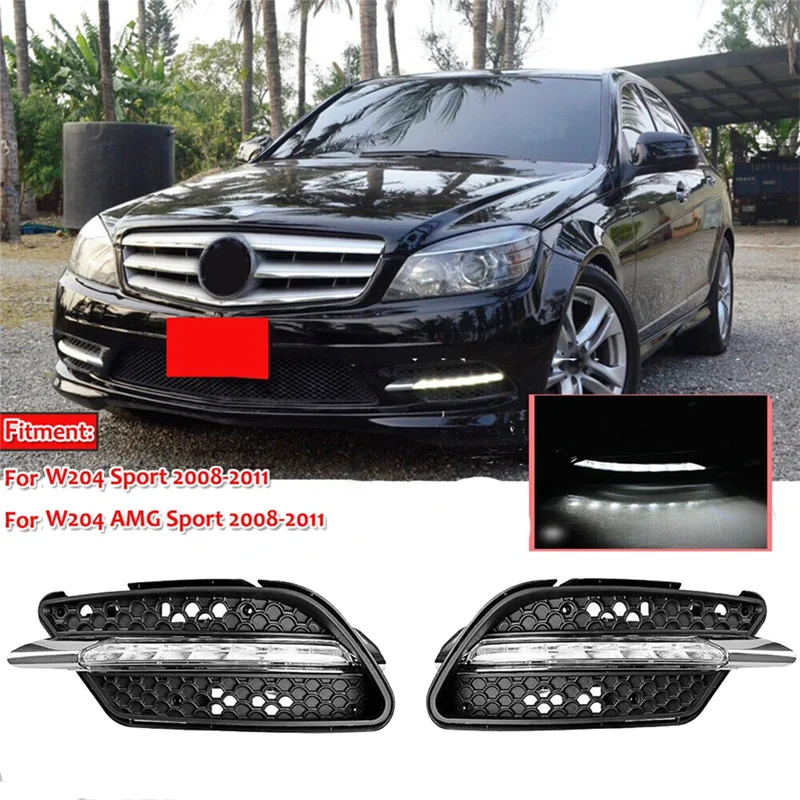 1Pair LED Fog Lamp DRL Daytime Running Light for W204 C Class C300 2008-2011