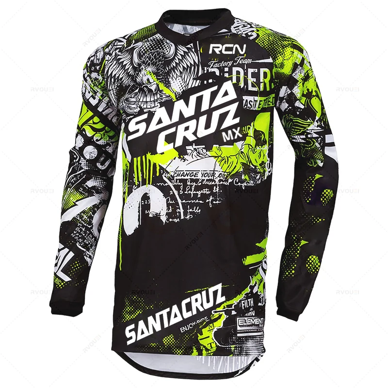 Rcn Santacruz Mx Motocross Jersey Downhill Bicyclet Racing Shirt Cycling Mountain Bike DH Ciclismo Hombre Quick Dry Sweatshirt