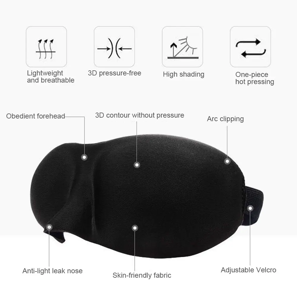 3D Sleeping eye mask Travel Rest Aid Eye Mask Cover Patch Paded Soft Sleeping Mask Blindfold Eye Relax Massager Beauty Tools