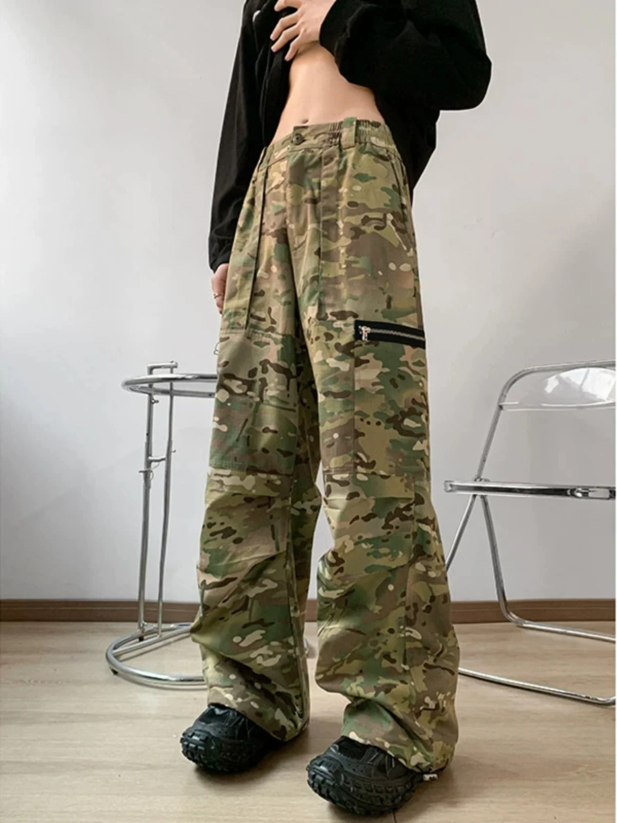 

Американские ретро-брюки в камуфляжном стиле для мужчин, весенне-осенние, в стиле хип-хоп, повседневные длинные брюки, модные уличные брюки