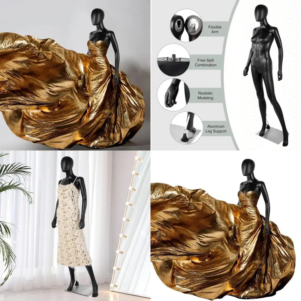 

70 Full Body Black Female Mannequin Display Stand for Dress Forms