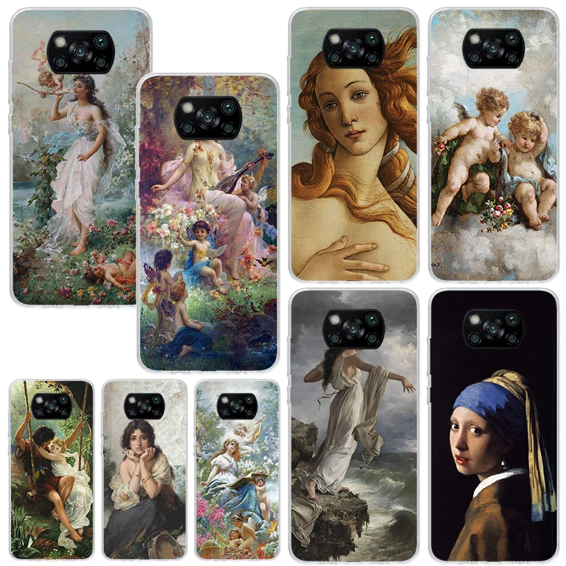 Malen kunst renaissance telefon hülle für xiaomi poco x6 x5 x4 x3 nfc f6 f5 pro f4 gt f3 f2 f1 m5s m4 m3 art fundas rückseitige abdeckung