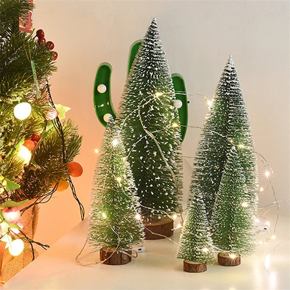 Mini Christmas Tree Stick White Cedar Desktop Small Christmas Tree Decor, Winter Snow Ornaments Trees for Xmas Party Home Party