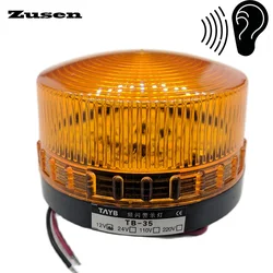 Lâmpada LED de alarme de segurança Zusen-Amarelo com campainha, luz de advertência do sinal estroboscópico, pequena luz intermitente, TB35-Y-J, 12V, 24V, 110V, 220V