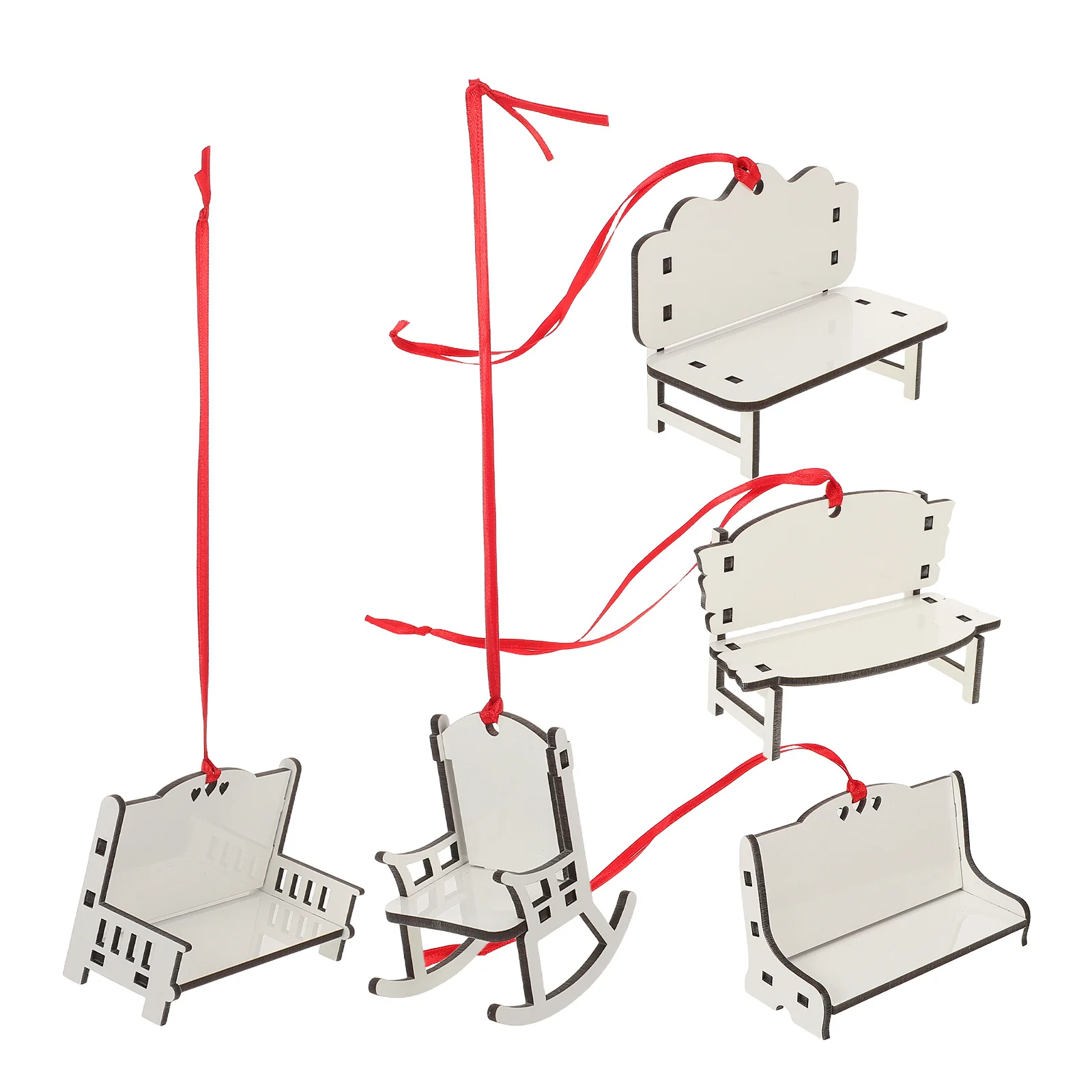 

5Pcs Personalized Decoration Chair Blank Sublimation Heat Transfer Christmas Tree Ornament Hanging Wooden DIY Craft Supplies