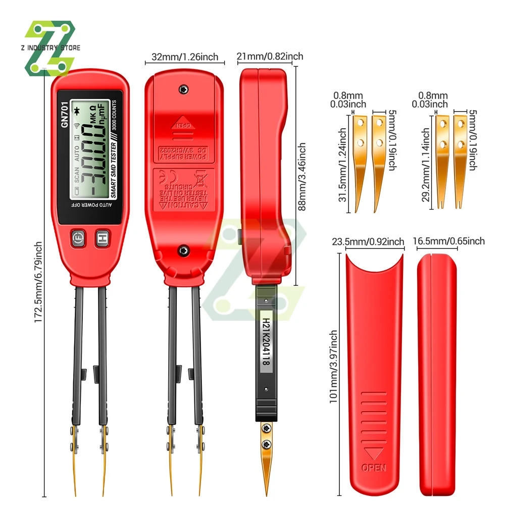 GN701 Transistor Tester 3000 Counts Multimeter SMD Chip Tester High Precision Diode Resistance Capacitance Meter Detection Pen