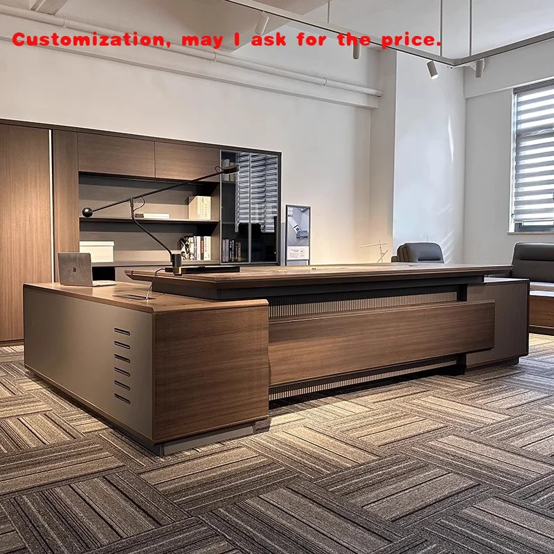 custom.New Style Walnut Solid Wood Desk, President Desk, Modern's Office Fashionable Large Class Desk with
