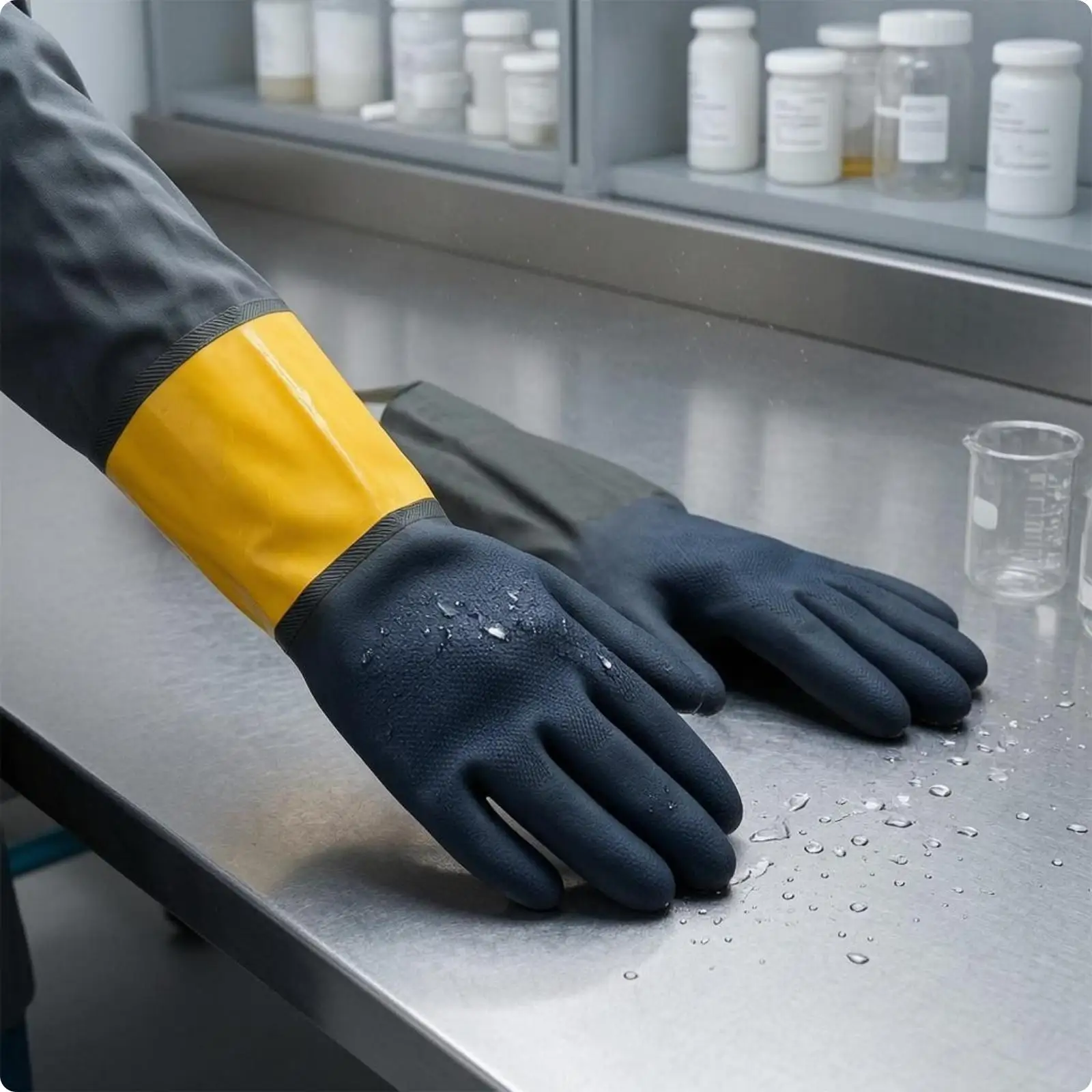 Chemical Resistant Gloves Long Waterproof Natural Rubber Gloves Industrial Protection Durable Hand Gear for Laboratory Work
