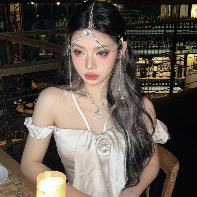 Ancient Style Elf Hair Accessories Rhinestone Multilayer Tassel Headwear For Women Girls Princess Tassel Hair Accessories