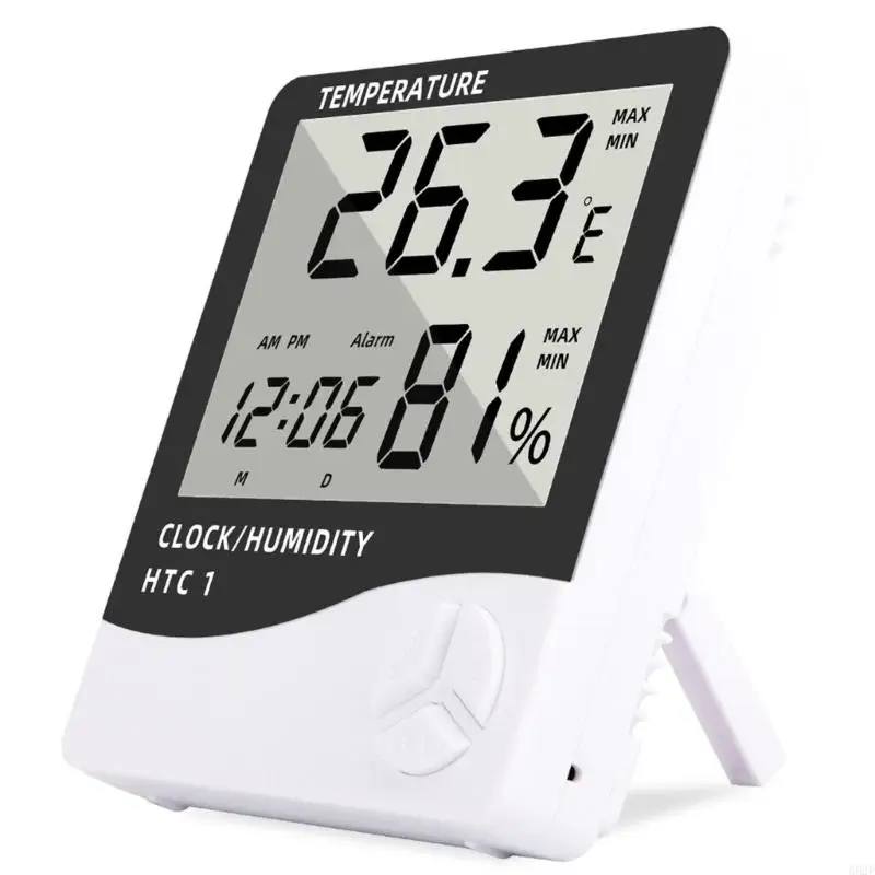 

652F Thermometer Hygrometer with Large LED Display Wall-Mounted Desktop Digital Humidity Sensor Temperature Meter for Indoor