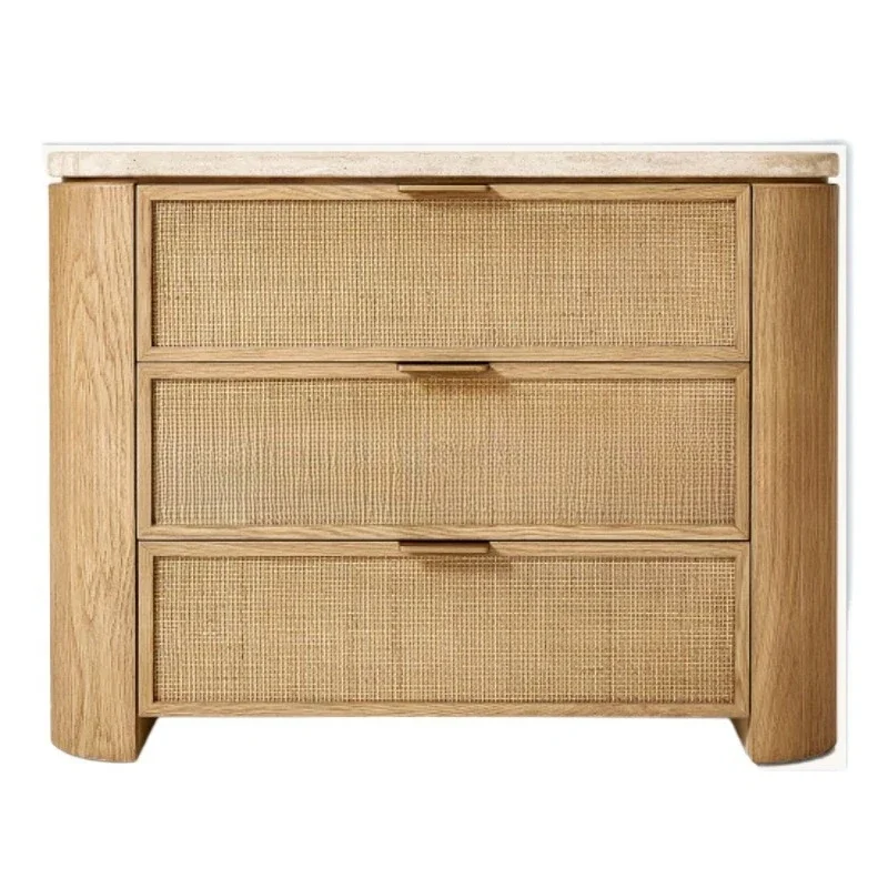 

American solid wood high-end luxury villa room bedroom bedside table display storage cabinet