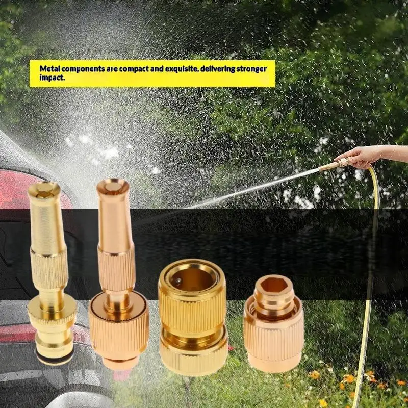 ~1 Set Home Hose Adjustable Pressure Garden Sprinkler Spray Nozzle Water  Brass High Pressure Direct Spray Quick Connector