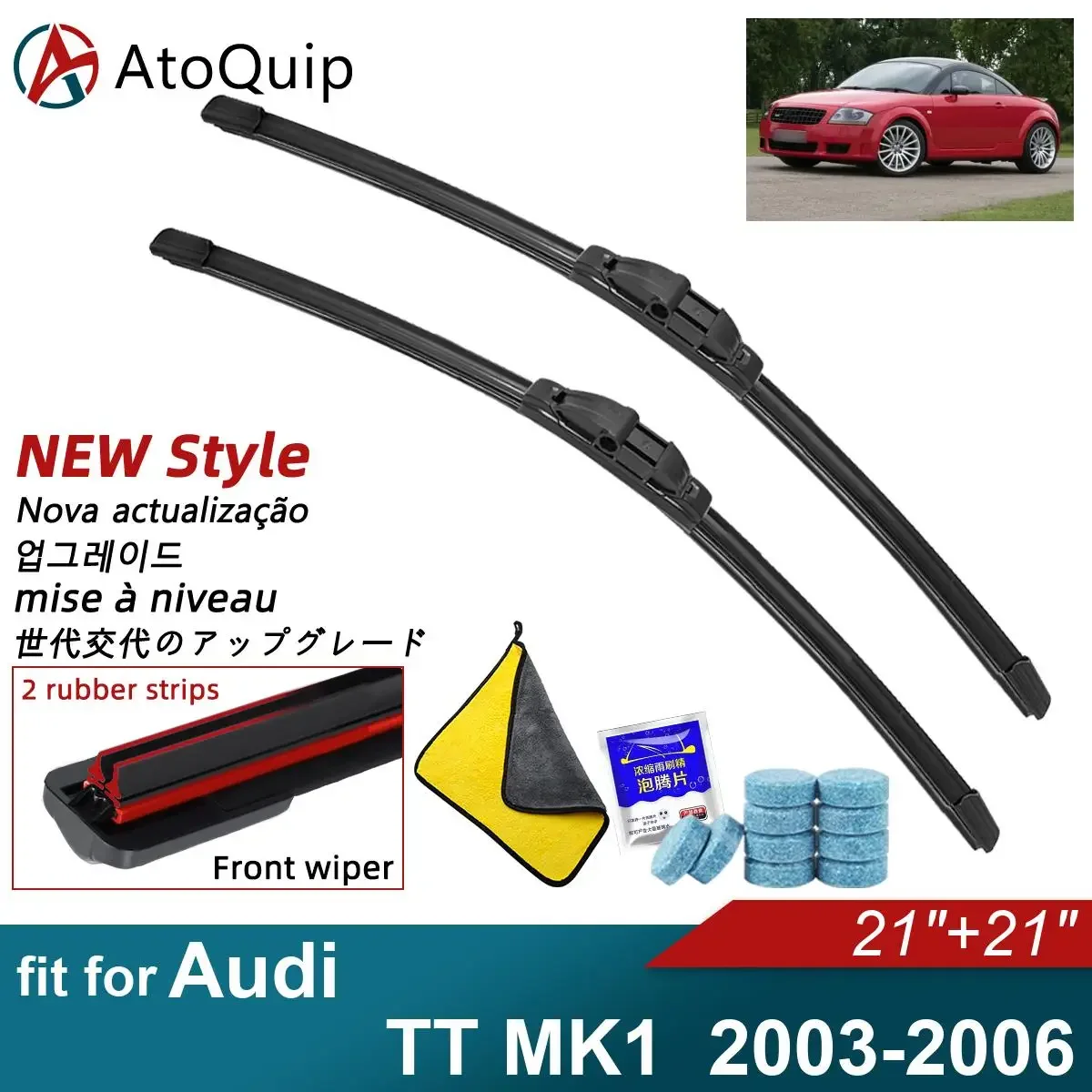 

Двойные резиновые щетки стеклоочистителя автомобиля для Audi TT MK1 2003-2006 годов, передние и задние дворники, автомобильные аксессуары