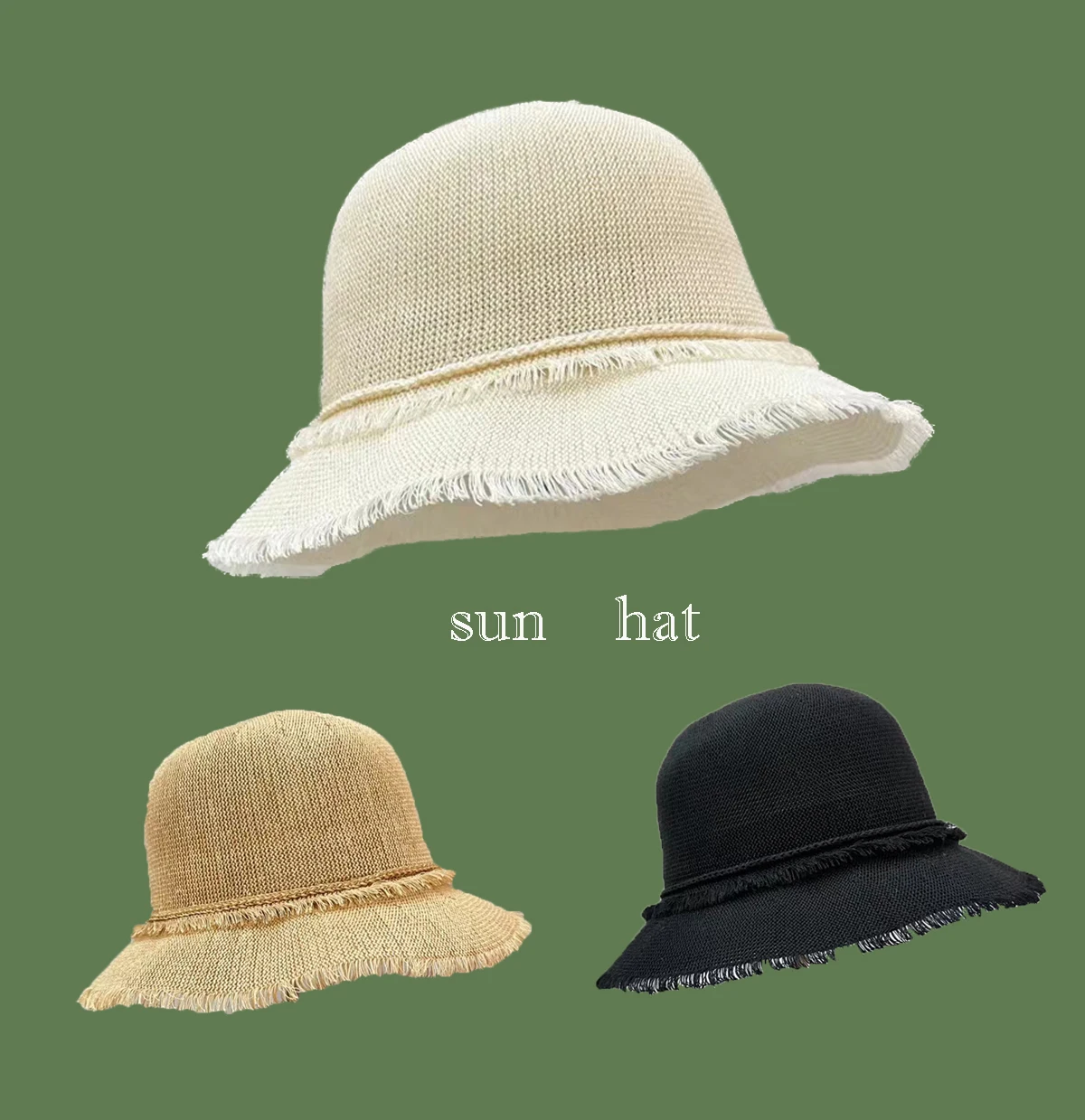 Simple solid color tassels hat beach women's hats for the sun Golf cap summer hat Women's hat straw hat Bucket hat sun hats caps