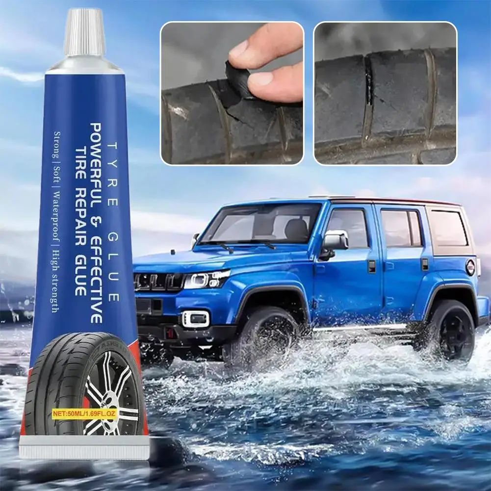 50ml Car Tire Repairing Glue Tire Repair Black Glue Strong Rubber Wear-resistant Non-corrosive Car Instant Strong Tools Adhesive