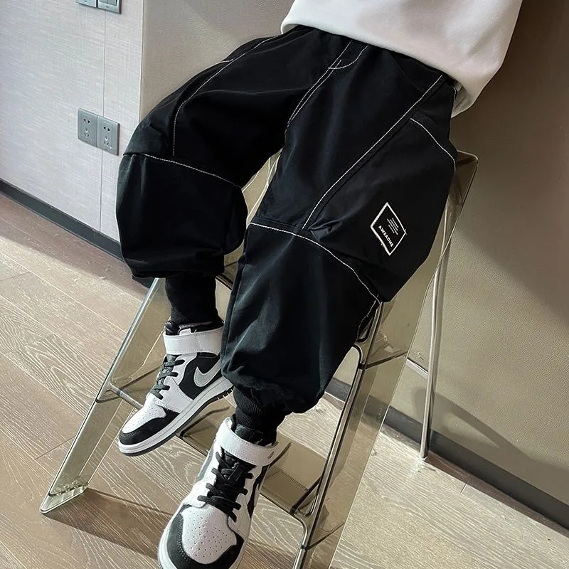 【2025 New】Trendy Boys Cargo Pants Spring Autumn Big Kids Outfit | Stretchable Work Pants with Multiple Pockets for Active Boys