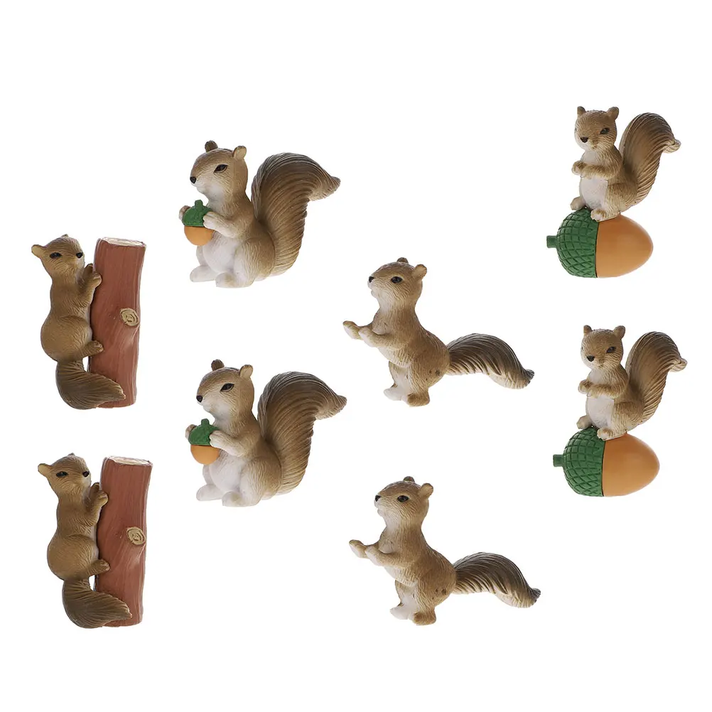 

8pcs Multisucculent Miniature Squirrel Figurines For Micro Garden Decor Fairy World Ornament Landscape Sculpture Squirrel Adorn