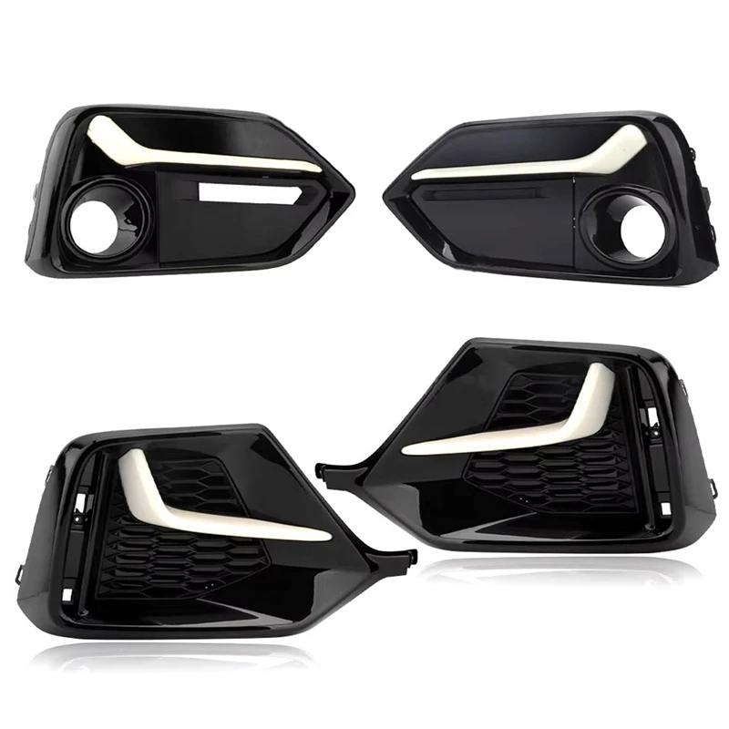 1 Set 4Pcs Front Rear Fog Lamp Light Trim Frame Shell Cover Bezel Rear Bumper Grill For Honda Civic 2016-2021