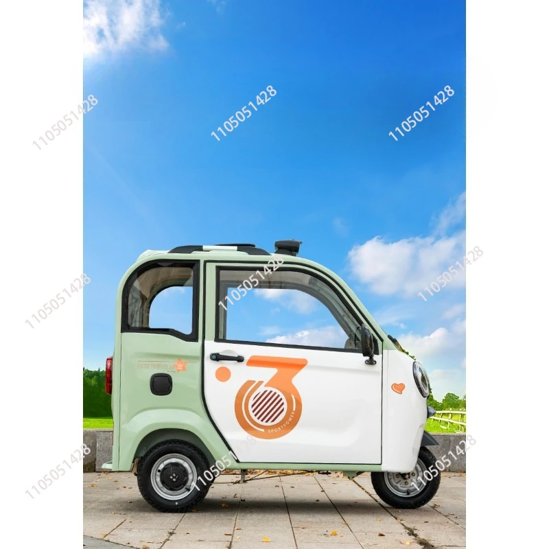Electric tricycle fully enclosed small household women pick up and drop off children battery car with shed for the elderly