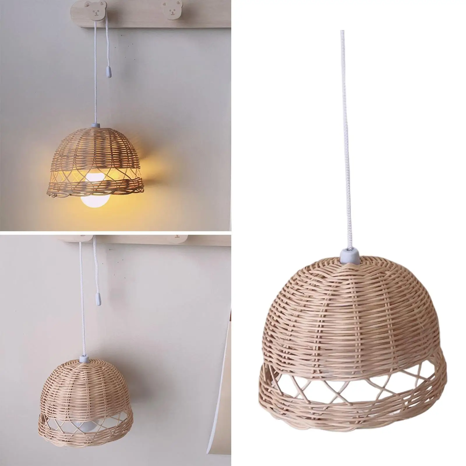 Rattan Lampshade Creative Hanging Lamp Lampshade Wicker Pendant Light Cover for Dining Room Home Restaurant Living Room Bedroom