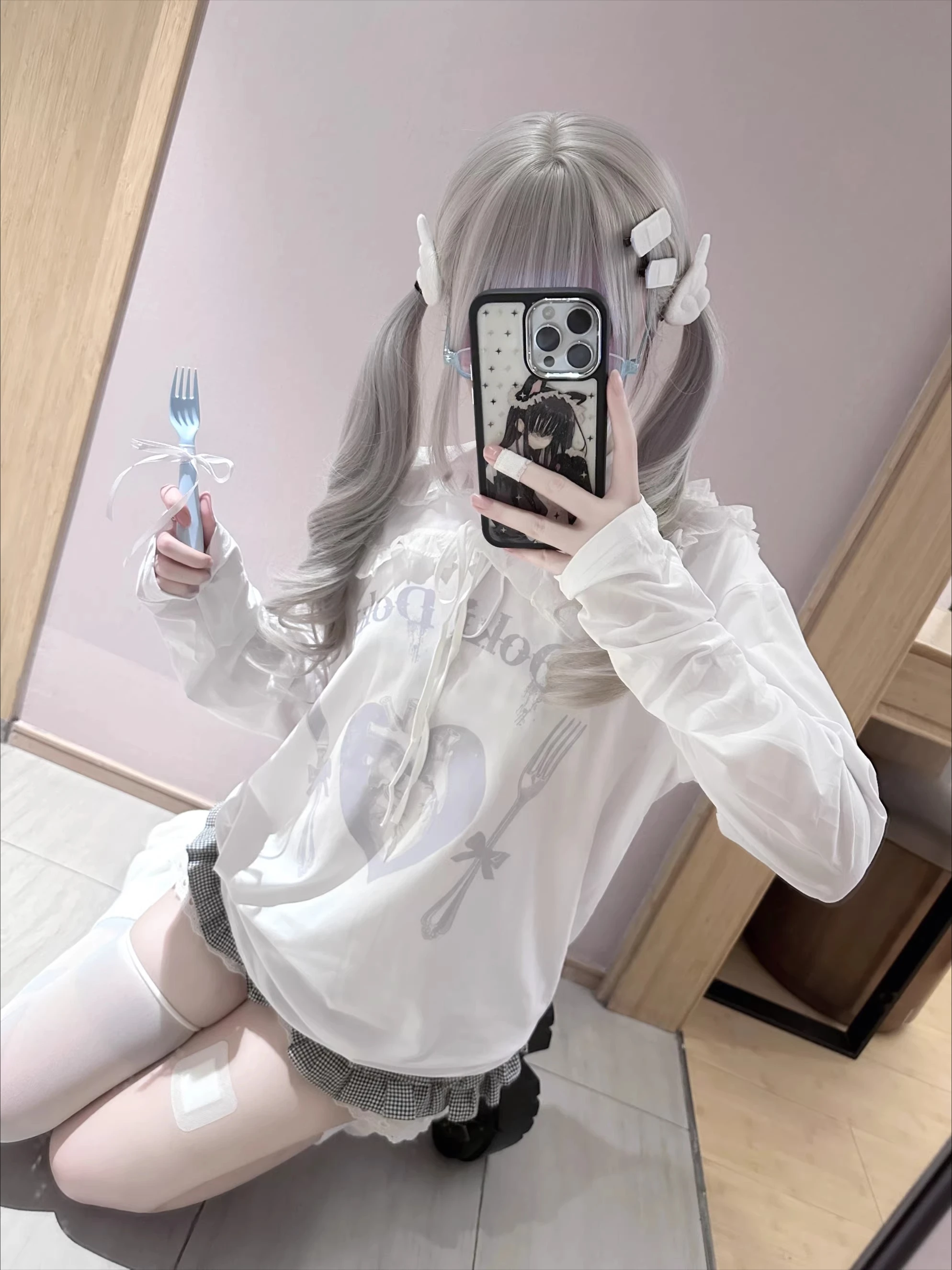 Giapponese Y2k Harajuku Camicia a maniche lunghe Top da donna Kawaii Carino Autunno Patchwork Slim Fit T-shirt Dolce estetica femminile Nuovo