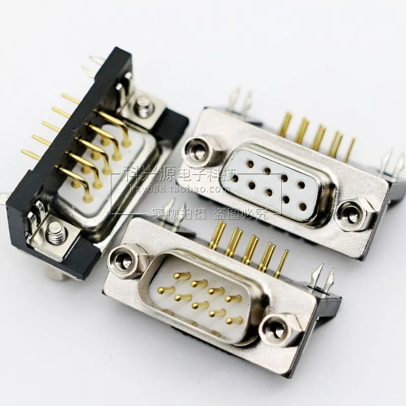 DR9 needle male/female RS232 serial port DB9 gold-plated welded plate industrial grade 90 degree Angle connector