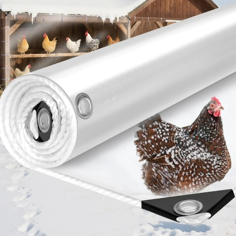 Weatherproof Transparent Poultry Shelter Cover Easy Installation Triangular Grommets For Outdoor Animal Safety 87HA