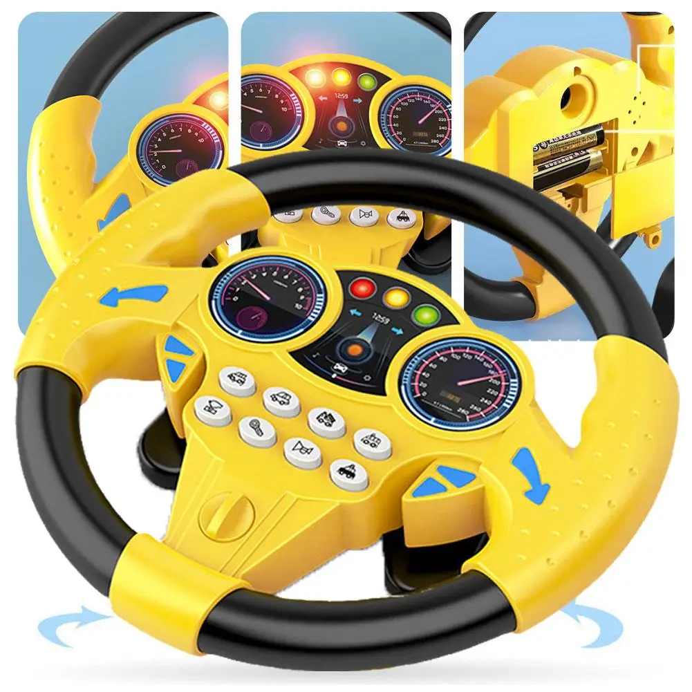 Electric Simulation Steering Wheel Toy With Light And Model Vocal Sound Simulation Toy Children\'s Steering Educational Whee T1A0