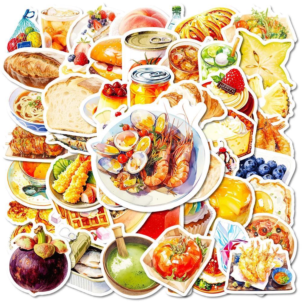 10/30/50pcs Realistic Delicious Desserts Food Aesthetic Stickers Cartoon Decal DIY Suitcase Luggage Helmet Cute Graffiti Sticker