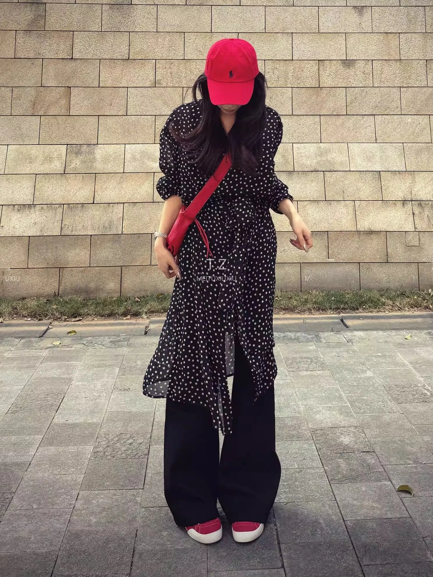 Black Polka Dot Thin Outerwear Women's Summer New Long Lightweight Design Beautiful Sun Protection Clothes Korean Style A-Lin...