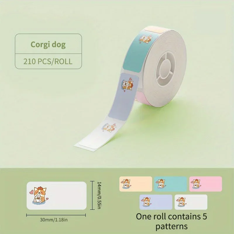 1Roll NIIMBOT D11/D110/D101 Cat And Dog Series Label Paper Cute Style Cute Series Thermal Label Paper Sticker