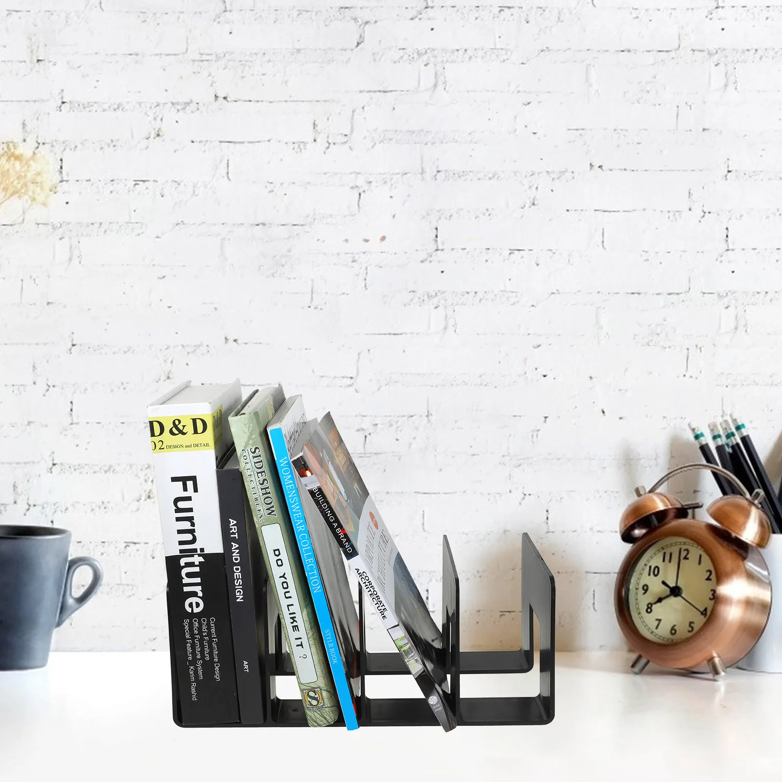 

Plastic Book Stand Desktop Bookends Set for Books Files Magazines Multi-Function Organizer Study Room Decoration