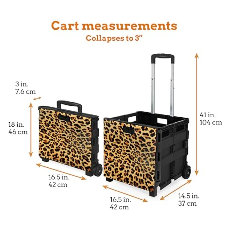Ultra-Slim Rolling Collapsible Storage Pack-N-Roll Utility-carts, with Telescopic Handle, for Home, Garden, Shopping, Office, S