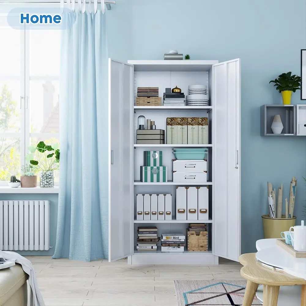 71"" Locking File Cabinet, Metal Storage Cabinet With 2 Doors And 4 Adjustable Shelves For Office, Home, Garage, Gym, School