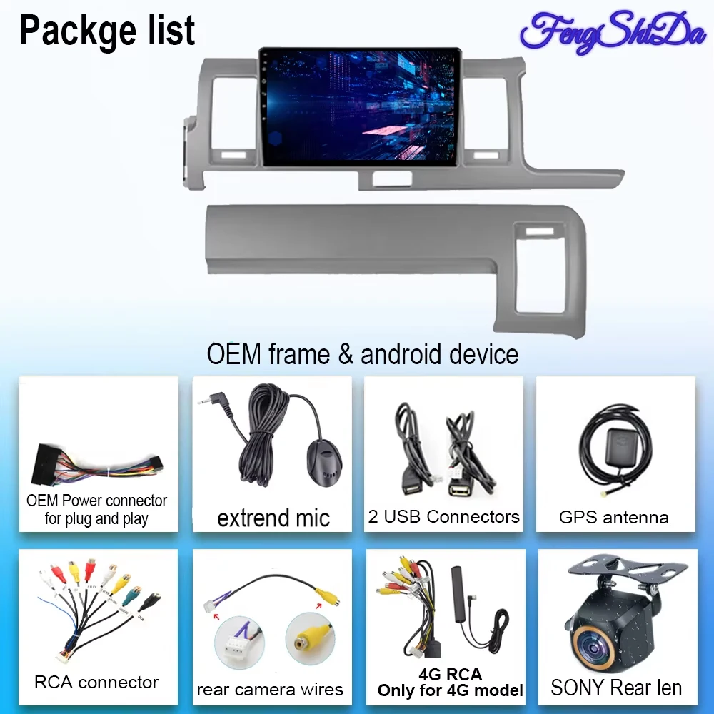 For Toyota Hiace H200 2010 - 2018 RHD Android Navigation GPS Touchscreen Wireless Carplay Autoradio Carplay 5G WIFI No 2din DVD