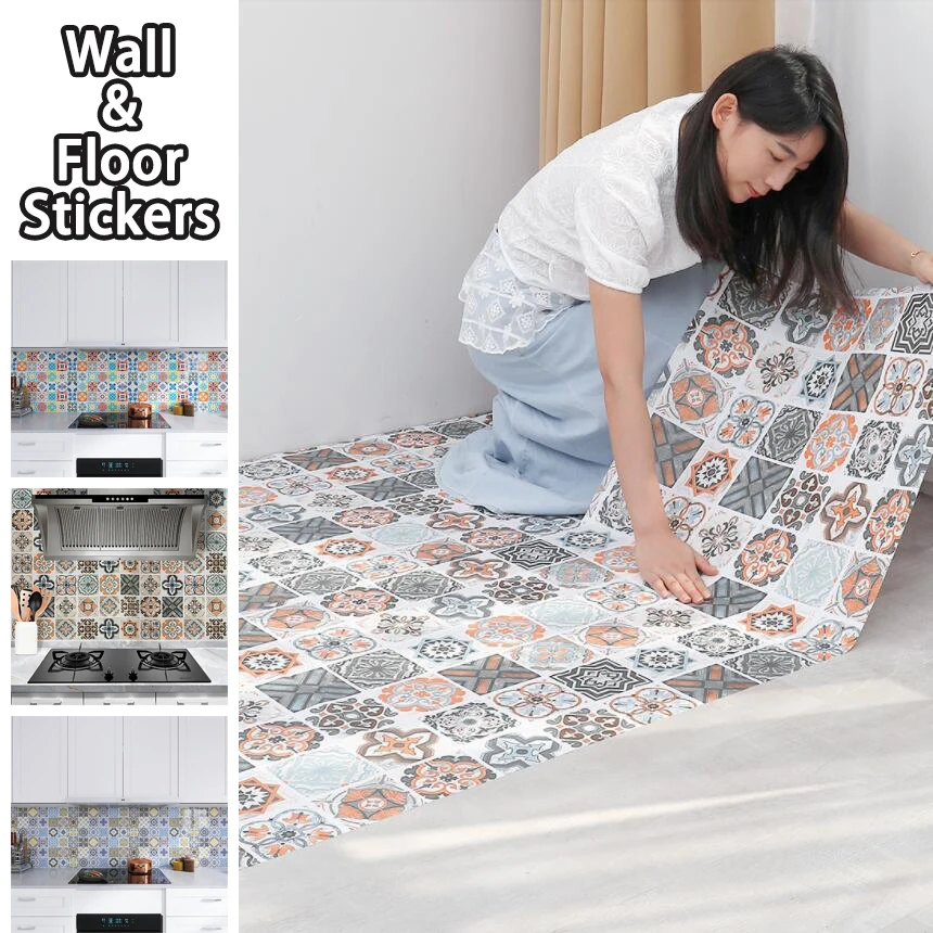 European Style Kitchen Background Decoration Wall Stickers for Kitchen Bedroom Bathroom Waterproof and Oil resistant Wallpaper