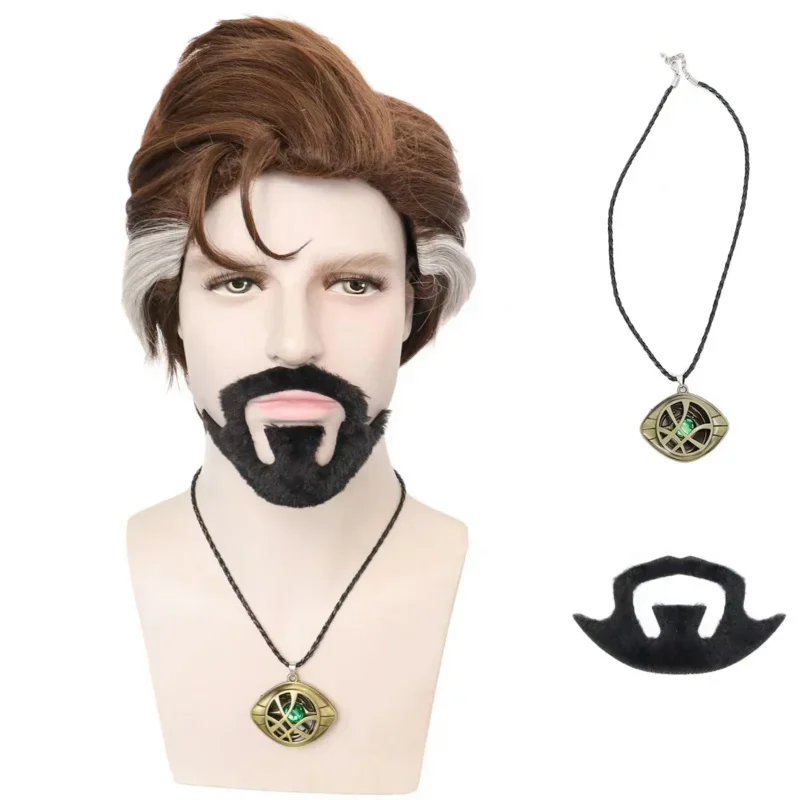 Movie Doctor Strange Wig Comic-con Cosplay Wig Dr. Stephen Strange Wig Costumes With Beard Benedict Role Play For Adult 3PCS Set