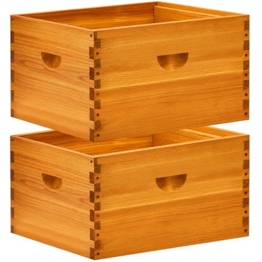 

2 Pack 10-Frame Langstroth Bee Hive Deep Brood Boxes, Beeswax Coated Beehive Boxes Not Include Frames and Foundations Unassembl