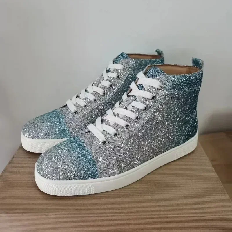 

Men's Shoes Women's Casual Shoes High-Top Shoes Drilling Sequin Luxury Red Soled