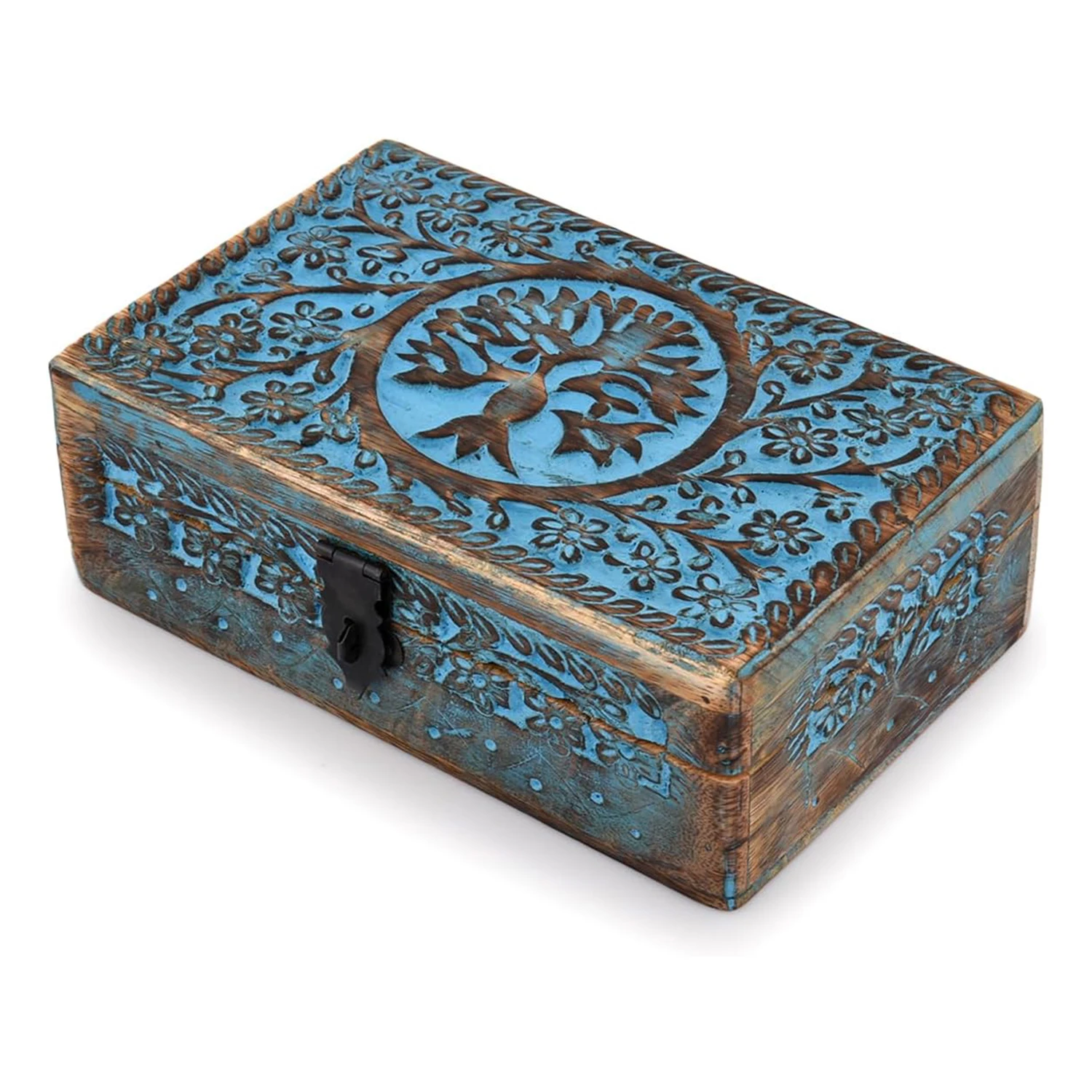 Wooden Jewelry Box Tree of Life Trinket Box Decorative Storage Bin Tarot Box Celestial Home Decor