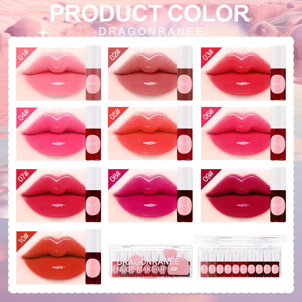 Lucidalabbra liquido tinto a specchio Smalto per labbra Confezione da 10 Facile da colorare Idratante Glitter Lucidalabbra Vetro Tazza antiaderente Lucidalabbra non sbiadito Glitter fine Lucidalabbra perlescente Smalto per labbra Specchio Set di 10 colori Liquido per labbra