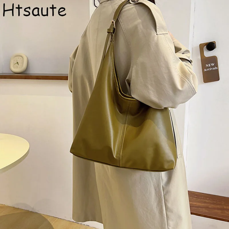 

Retro Women Working Shopping handbags Large Capacity pu leather single Shoulder Crossbody Bag Simple Versatile Bucket Bags